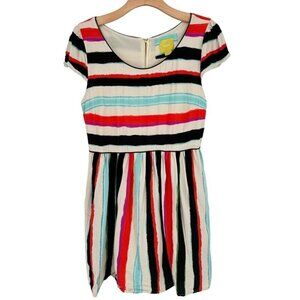 Anthropologie Maeve Dress size 12 petite striped pockets short sleeve lined